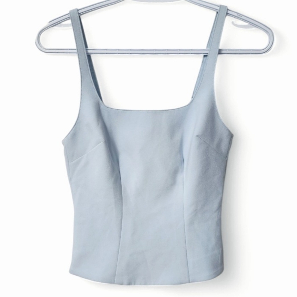Nwt! French Connection Harrie Tailored Square Neck Top, Light Blue - Picture 4 of 10